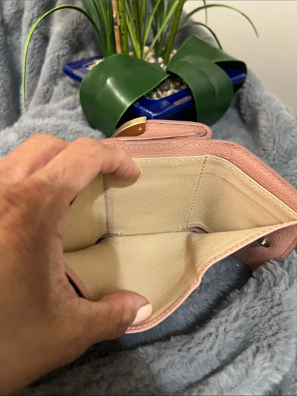 See By Chloe Lizzie Blush Pink Pebbled Leather Mini Wallet EUC retail $175